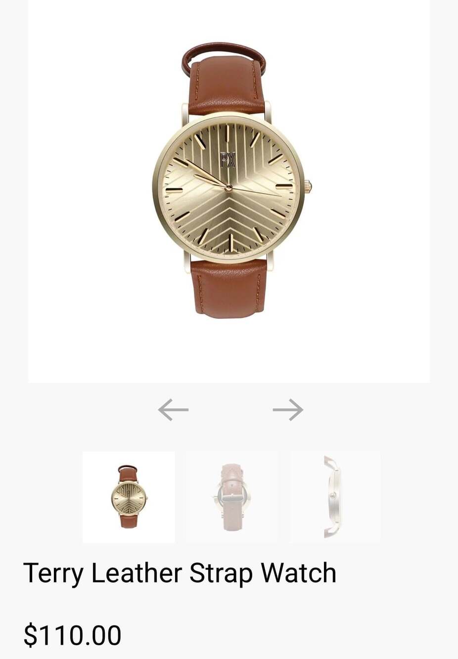 PX Clothing Terry Leather Strap Watch